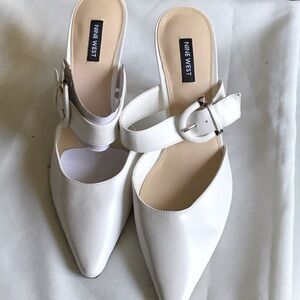 Nine West white leather slip on